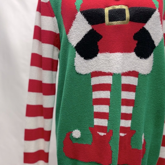 To Be Jolly Mrs. Elf Women’s Crewneck Christmas Sweater Sz Large - Picture 4 of 8